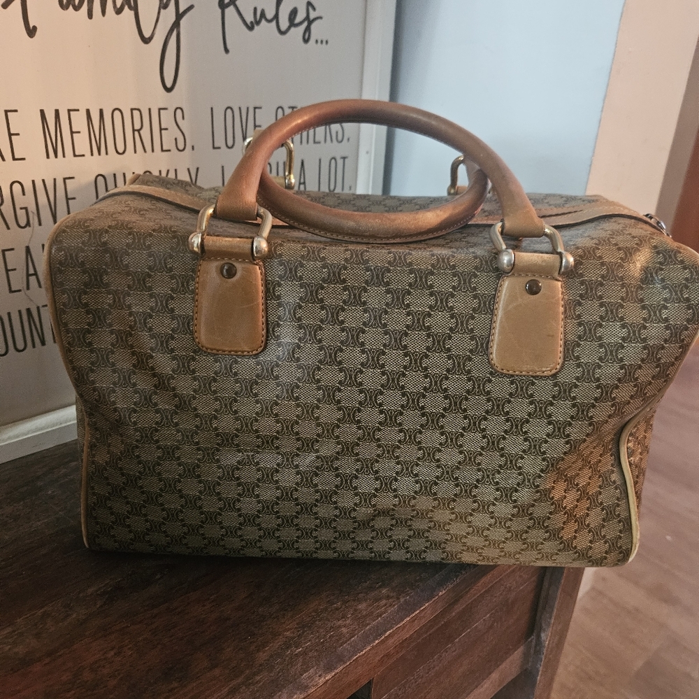 Celine Brown Monogram Canvas Top-Handle Satchel - Picture 3 of 16